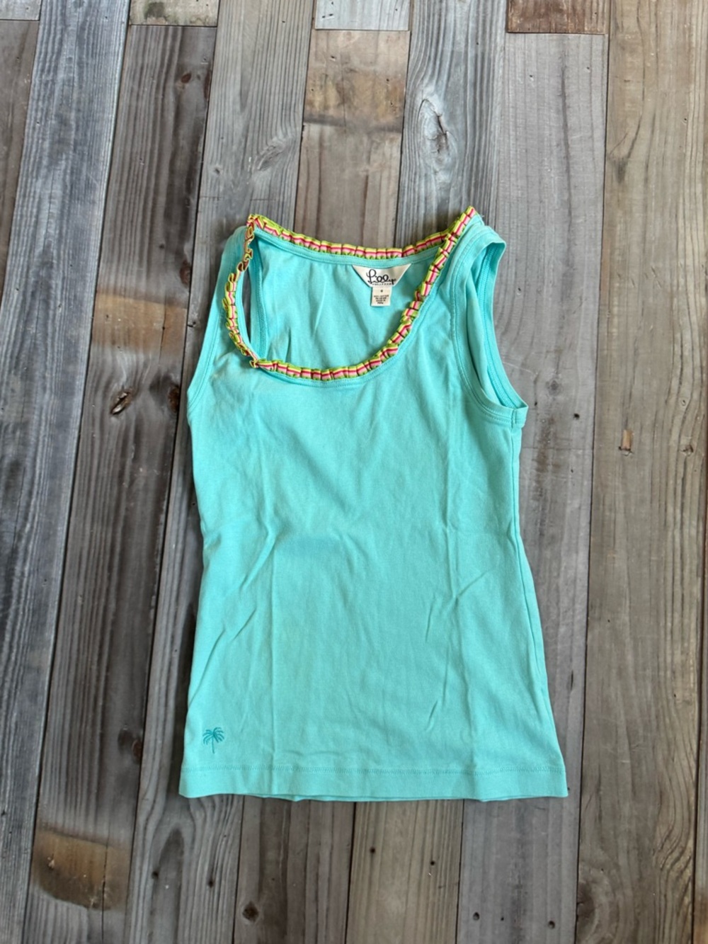 Lilly Pulitzer Seafoam Tank with Multicolor Braided Trim
